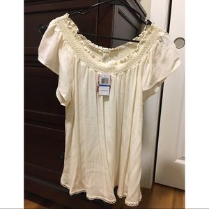 Cream colored off the shoulder peasant top